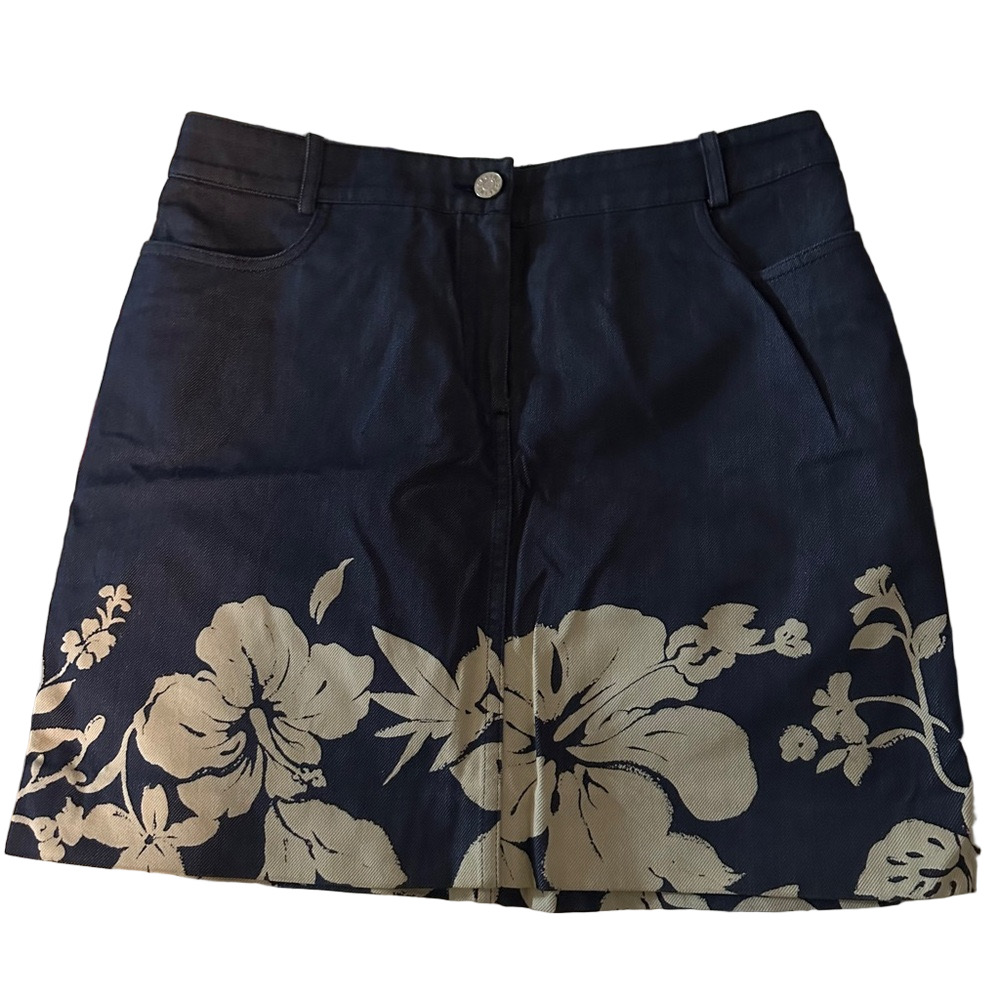 Vintage Celine Floral Blue and Cream Skorts